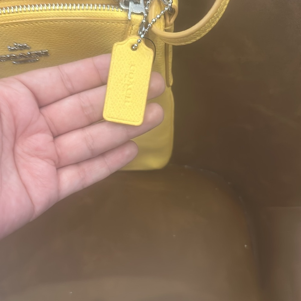 Coach Yellow Pebbled Leather Crossbody Bag - Picture 2 of 4